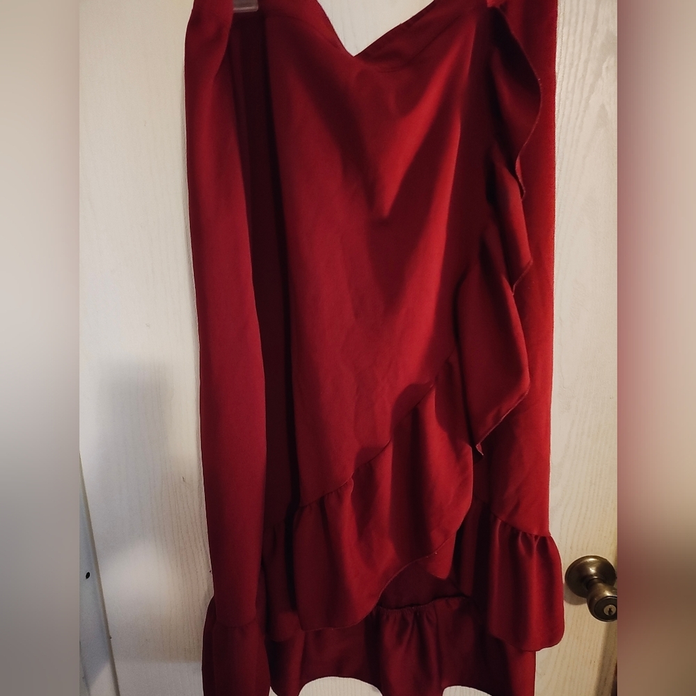 Elegant Red Ruffle Skirt